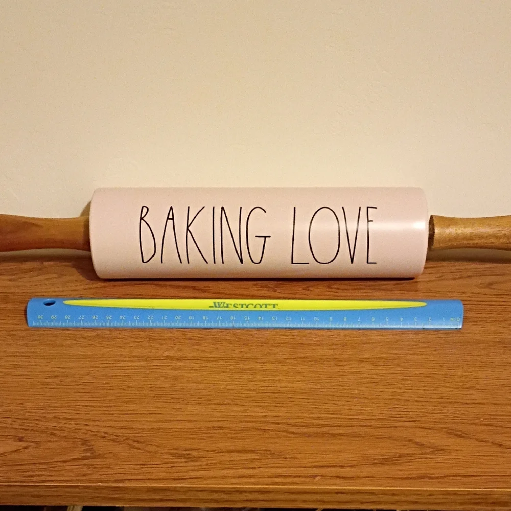 Rae Dunn Pink Baking Love Rolling Pin - Picture 2 of 3